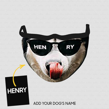 Personalized Dog Gift Idea - Dog Wearing Glasses And Tongue Touching Nose For Dog Lovers - Cloth Mask
